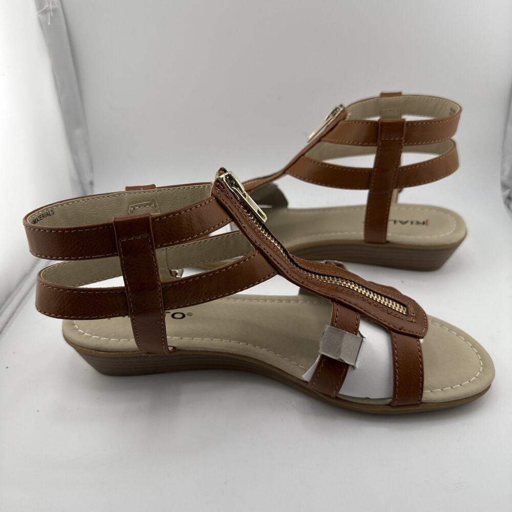 RIALTO Gracia Cognac Zippered Smooth Gladiator Style Sandals Size 6.5M NIB - Picture 7 of 10
